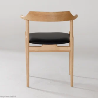 Microfiber Final Chair in natural ash by Hans Wegner, back view.