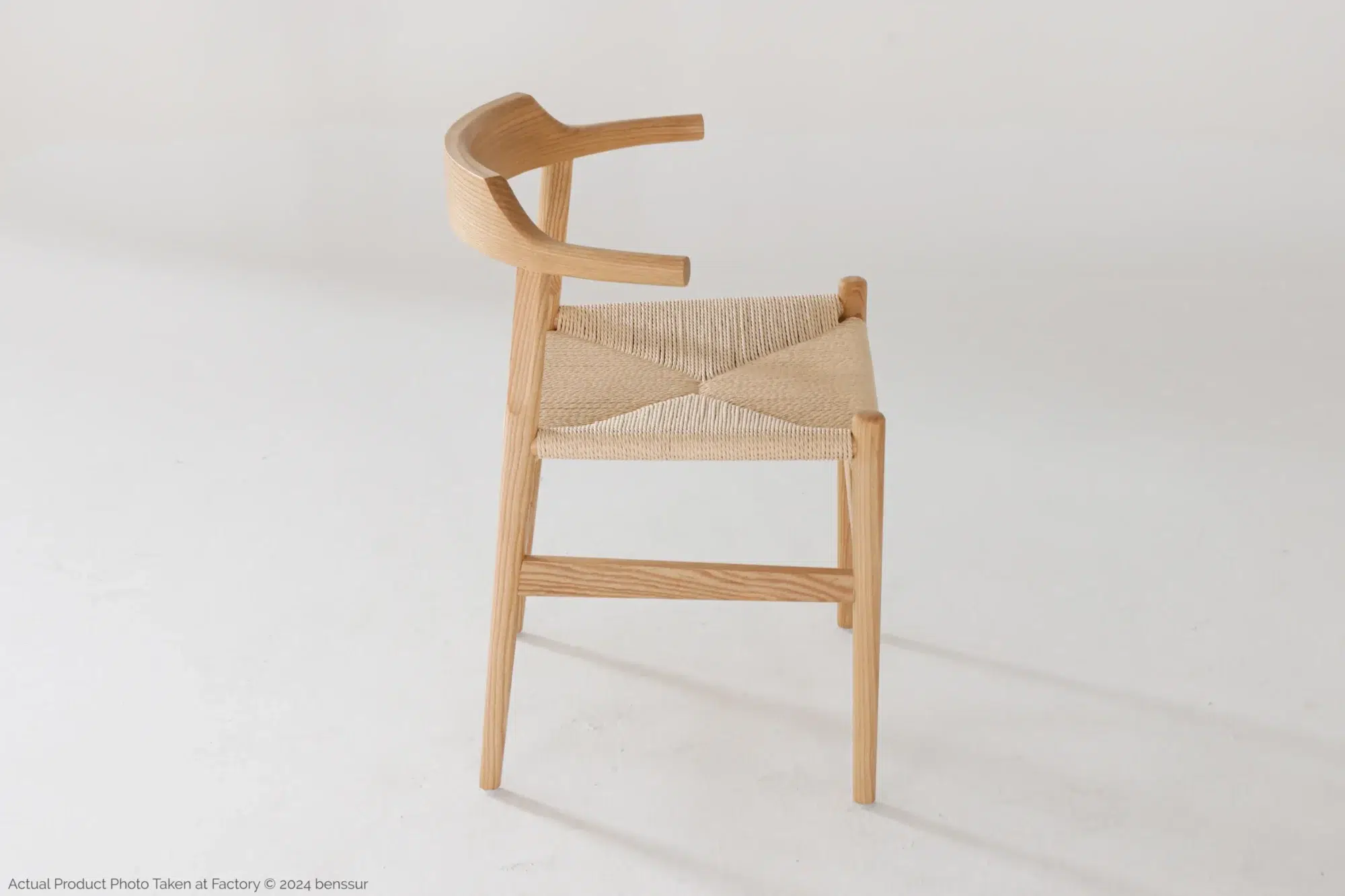 Hans Wegner_Final Chair_Replica_Paper Rope_Natural_Ash_Right Paper Rope Final Chair in natural ash by Hans Wegner, right facing view.