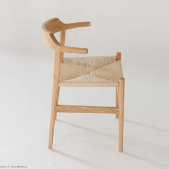 Paper Rope Final Chair in natural ash by Hans Wegner, right facing view.