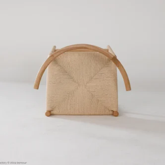 Paper Rope Final Chair in natural ash by Hans Wegner, top view.