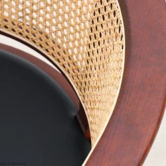 Detail of microfiber leather Faaborg Chair in dark brown ash by Kaare Klint.