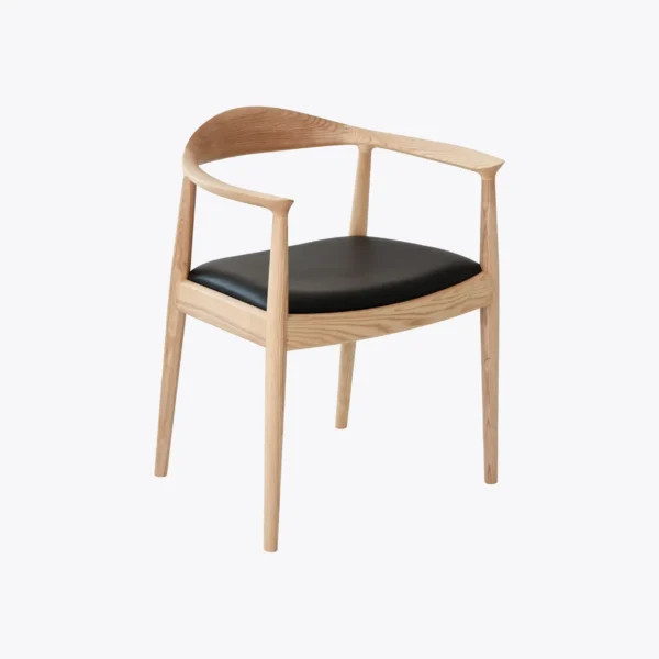 Hans Wegner Round Chair Replica - Microfiber Leather Seat