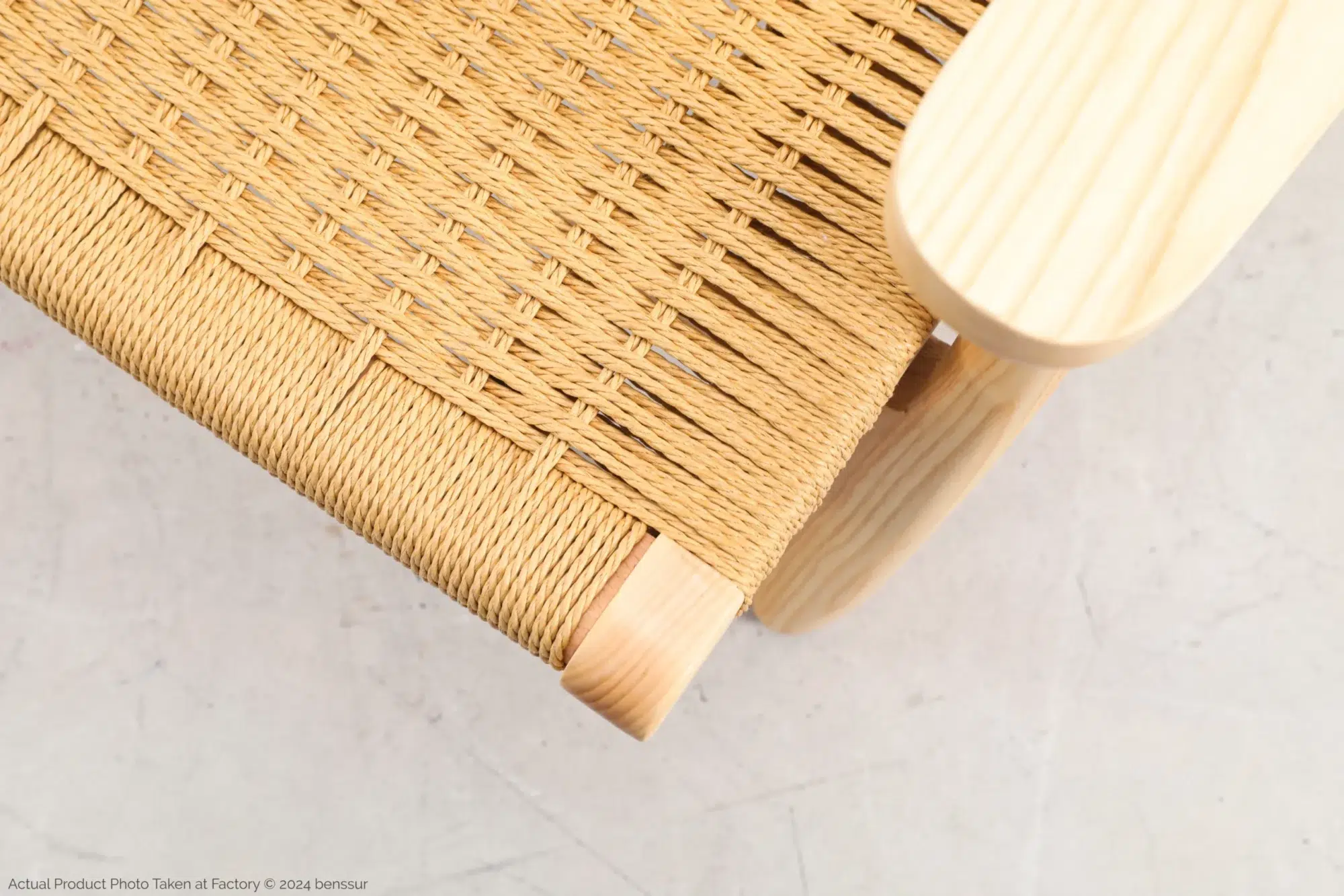 Hans Wegner_CH25 Easy Chair_Replica_Paper Rope_Natural_Ash_Detail_1 Detail of paper rope CH25 Easy Chair in natural ash by Hans Wegner.