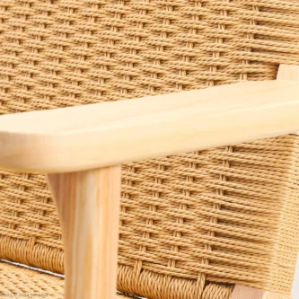 Detail of paper rope CH25 Easy Chair in natural ash by Hans Wegner.