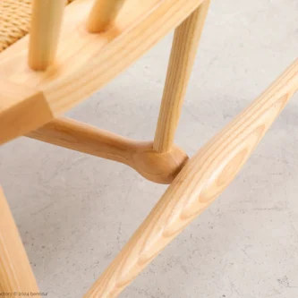 Detail of paper rope Peacock Chair in natural ash by Hans Wegner.