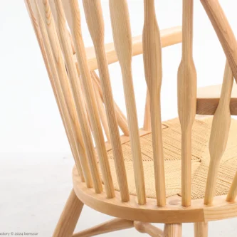 Detail of paper rope Peacock Chair in natural ash by Hans Wegner.