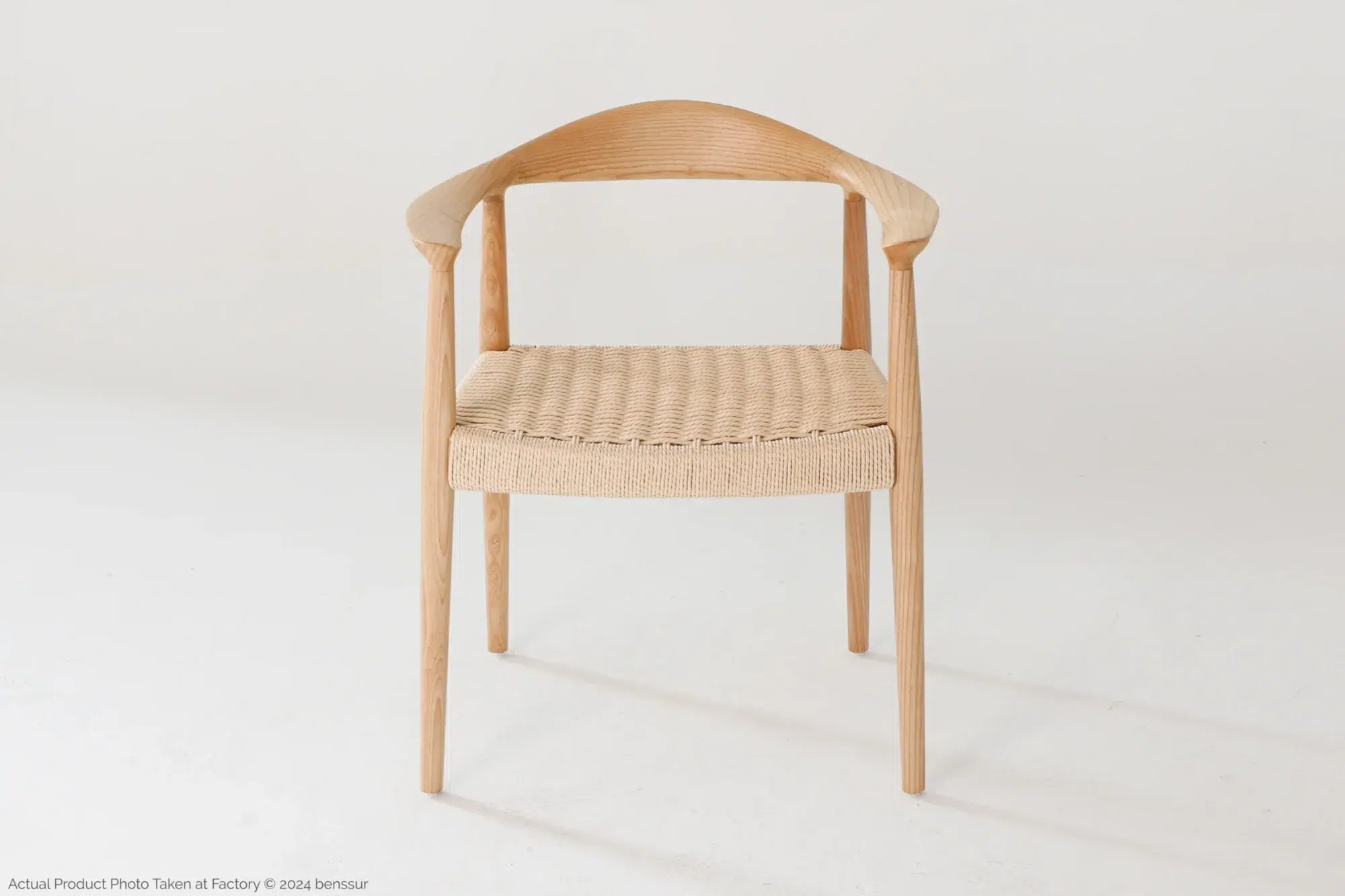 Hans Wegner_Round Chair_Replica_Paper Rope_Natural_Ash_Front Paper Rope Round Chair in natural ash by Hans Wegner, front facing view.