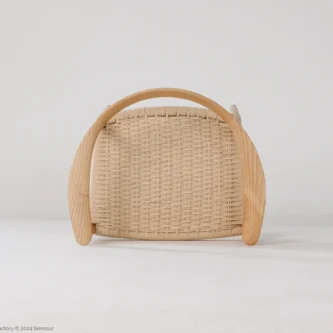 Paper Rope Round Chair in natural ash by Hans Wegner, top view.