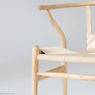 Detail of Paper Rope Wishbone Chair in natural ash by Hans Wegner.