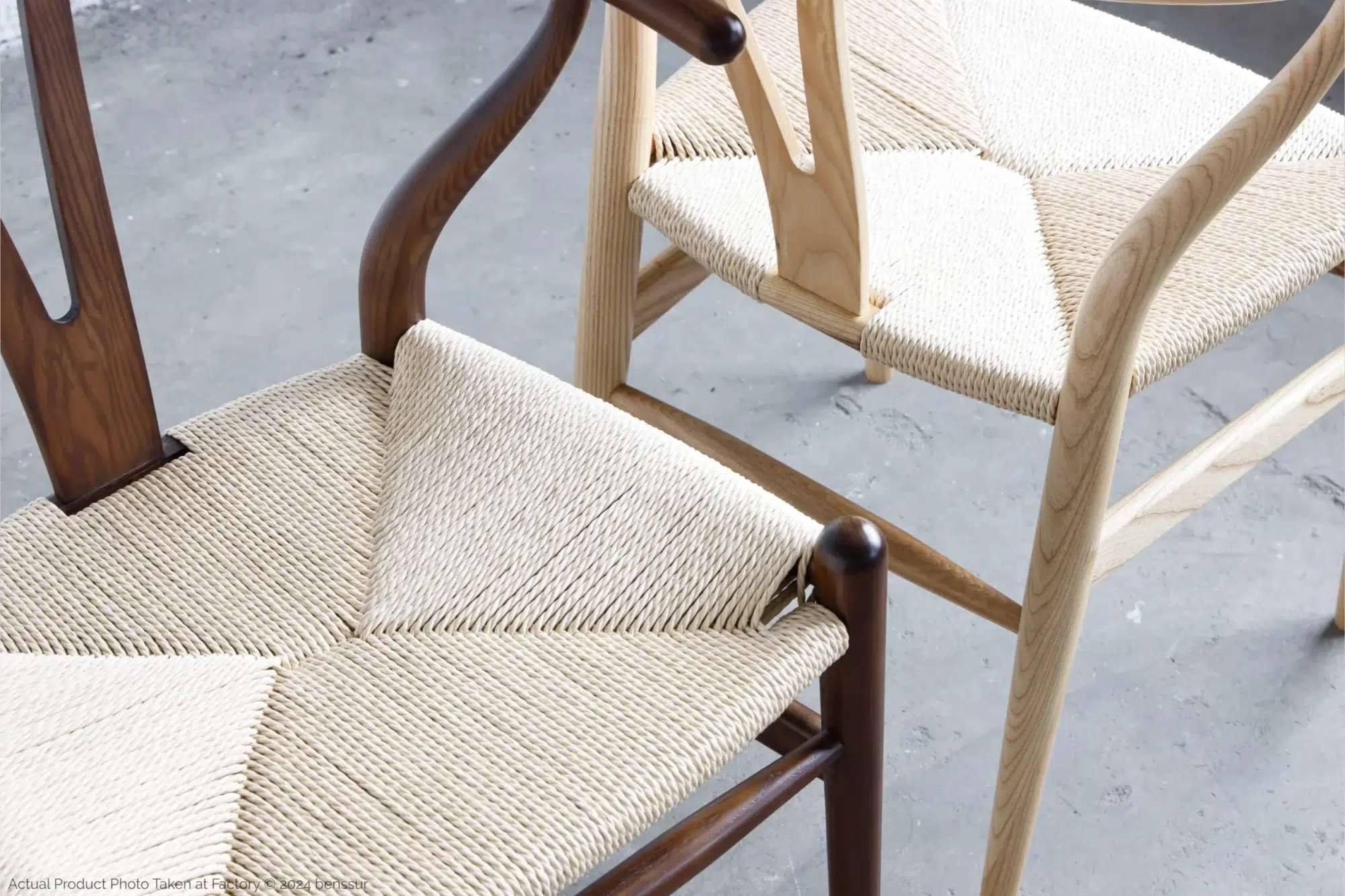 Hans Wegner_Wishbone Chair_Replica_Paper Rope_Natural_Ash_Detail_5 Detail of Paper Rope Wishbone Chair in ash by Hans Wegner.