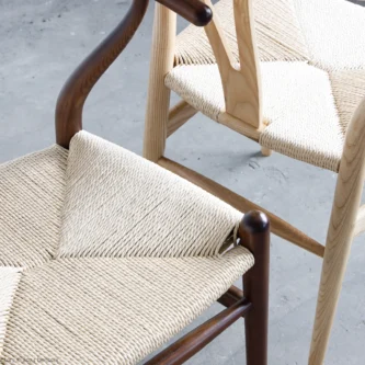 Detail of Paper Rope Wishbone Chair in ash by Hans Wegner.