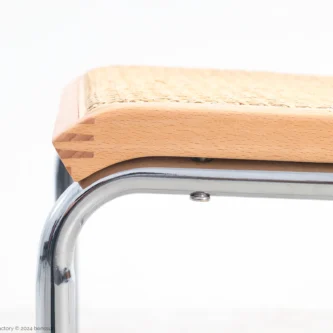 Detail of woven caning B32 Cesca Chair in natural beech by Marcel Breuer.