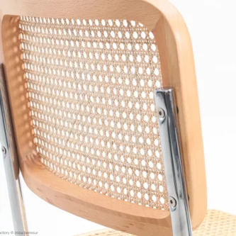 Detail of woven caning B32 Cesca Chair in natural beech by Marcel Breuer.