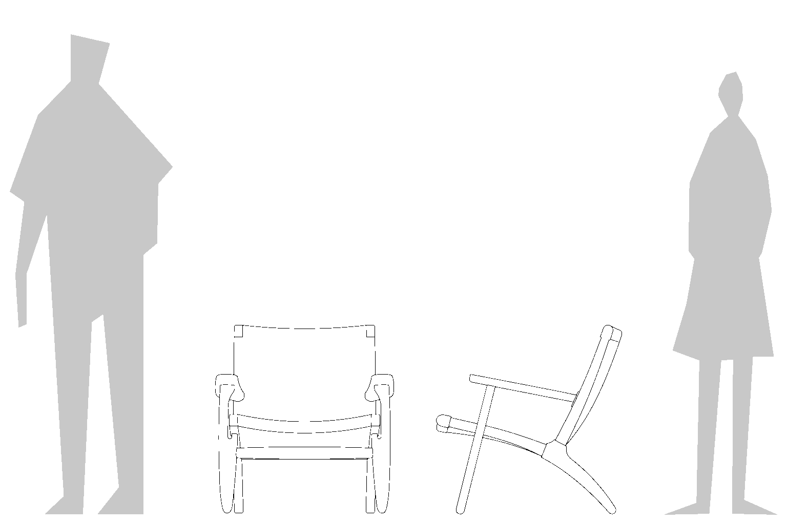 Hans Wegner_CH25 Easy Chair_Replica_Size Guide A white and black background.