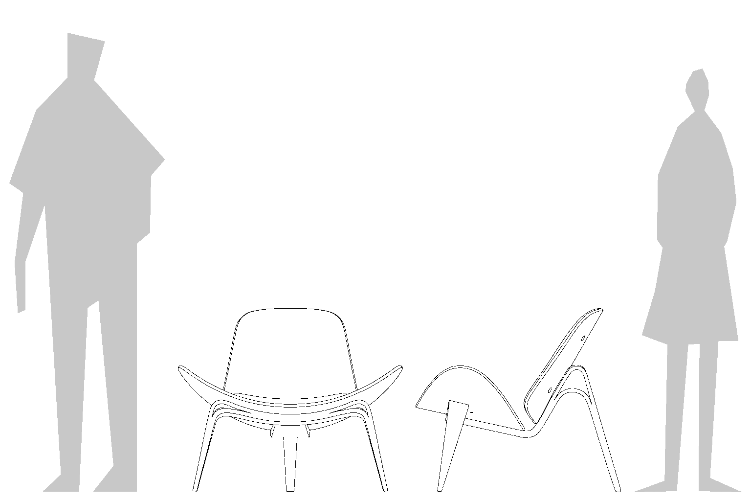 Hans Wegner_Shell Chair_Replica_Size Guide A white and black background.