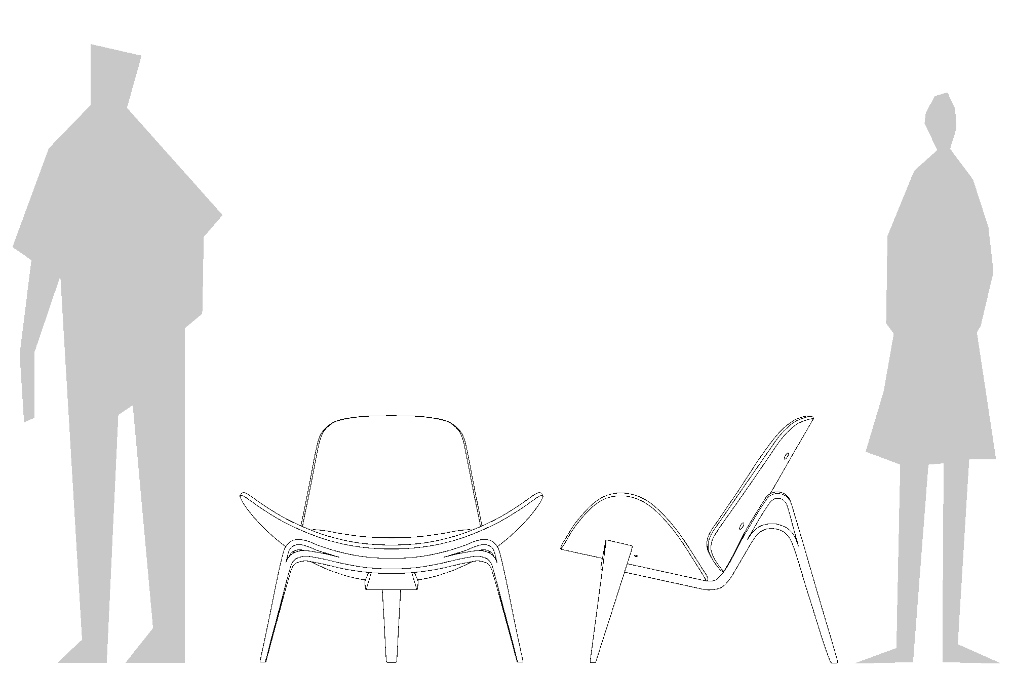 Hans Wegner_Shell Chair_Replica_Size Guide 2d size guide for Shell Chair by Hans Wegner