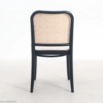 Upholstered No.811 Chair in black ash by Josef Hoffmann, back facing view.