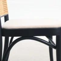 Detail of upholstered No.811 Chair in black ash by Josef Hoffmann.