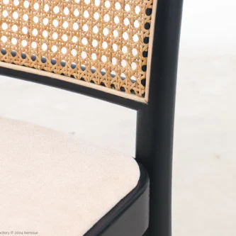 Detail of upholstered No.811 Chair in black ash by Josef Hoffmann.