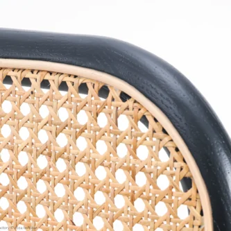 Detail of woven Caning No.811 Chair in black ash by Josef Hoffmann.