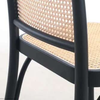 Detail of woven Caning No.811 Chair in black ash by Josef Hoffmann.