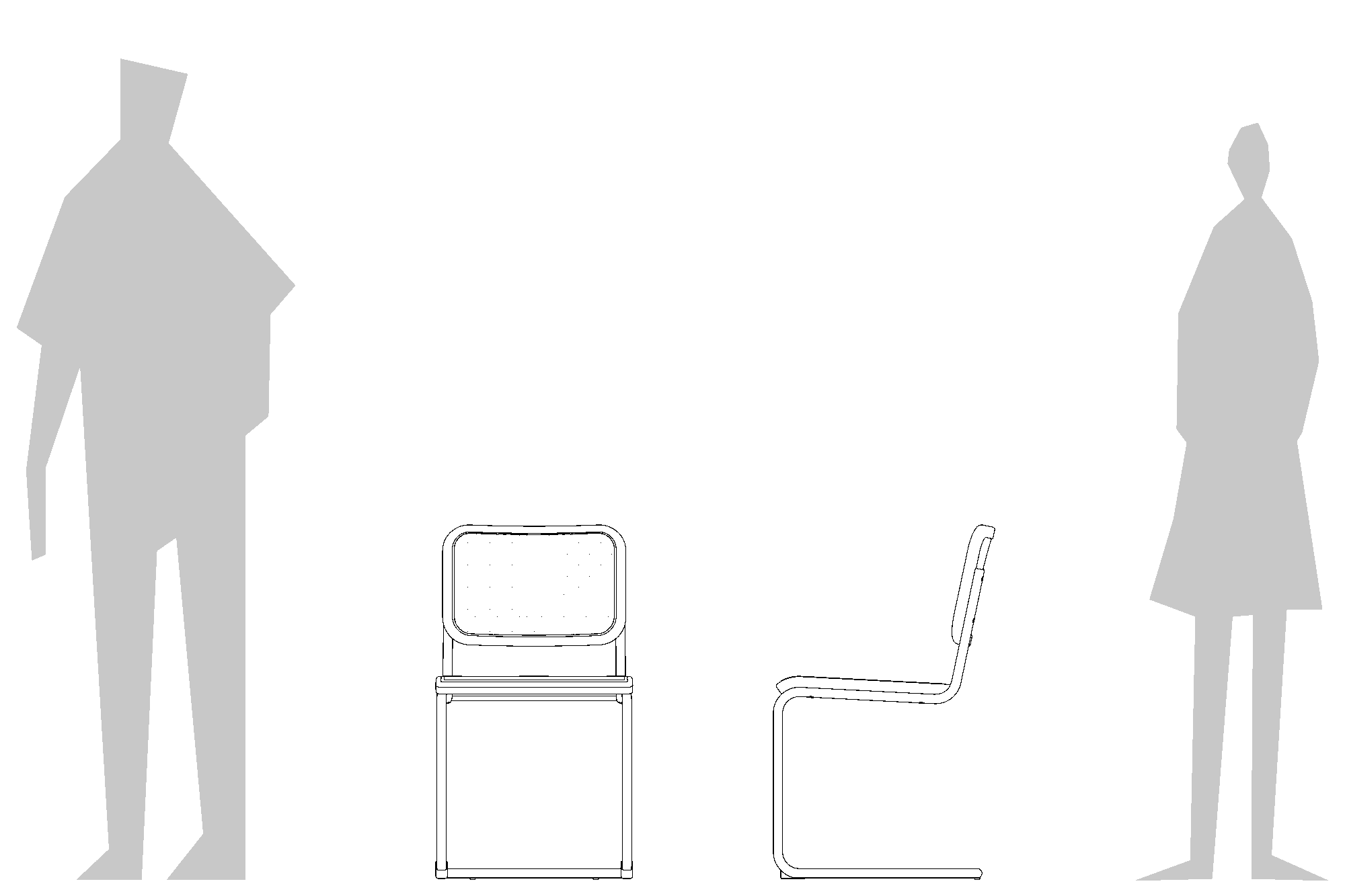 Marcel Breuer_B32 Cesca Chair_Replica_Size Guide 2d size guide for Cesca Chair by Marcel Breuer