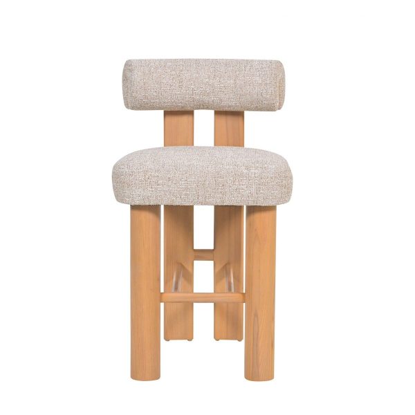 VALENORA Bar Stool - Natural & Pale Beige