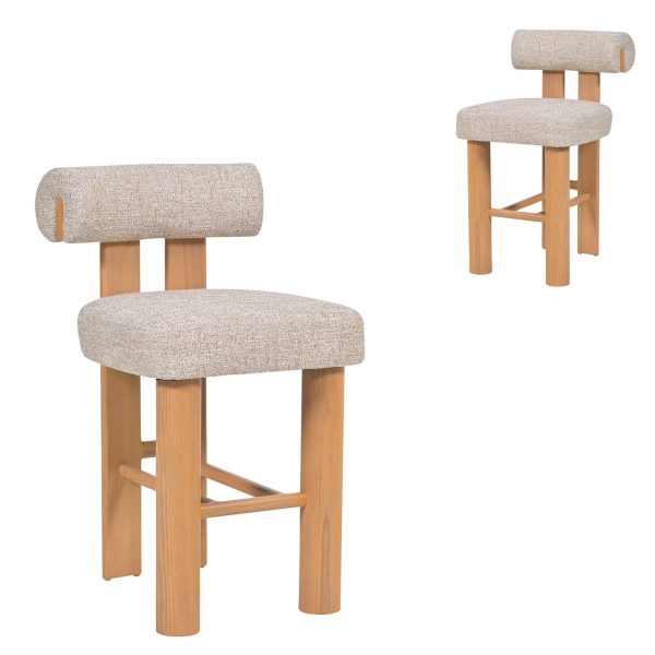 VALENORA Bar Stool - Natural & Pale Beige