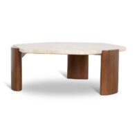 NORISA Coffee Table - Walnut & Travertine
