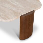 NORISA Coffee Table - Walnut & Travertine