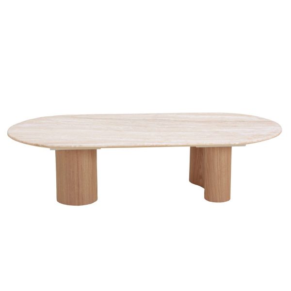 TALERO Coffee Table - White Travertine & Natural