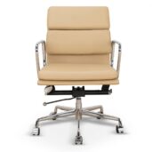 FENAMA Office Chair - Light Brown Leather & Silver