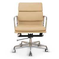 FENAMA Office Chair - Light Brown Leather & Silver