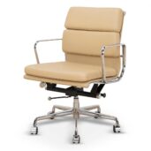 FENAMA Office Chair - Light Brown Leather & Silver