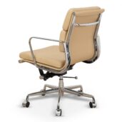FENAMA Office Chair - Light Brown Leather & Silver
