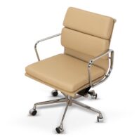 FENAMA Office Chair - Light Brown Leather & Silver