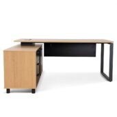 KIRAMI Desk - Natural & Black, Left Return