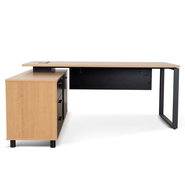 KIRAMI Desk - Natural & Black, Left Return