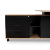 KIRAMI Desk - Natural & Black, Left Return