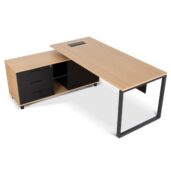 KIRAMI Desk - Natural & Black, Left Return