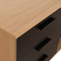 KIRAMI Desk - Natural & Black, Left Return