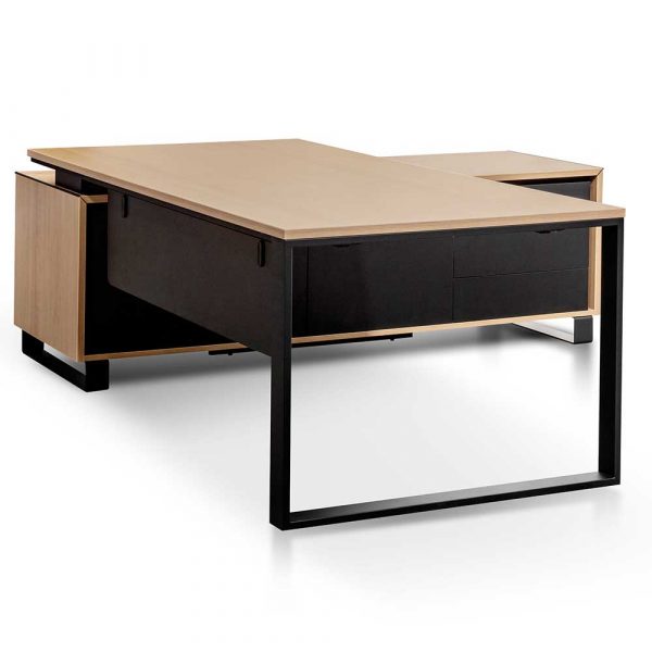 NARISA Desk - Natural & Black, Right Return
