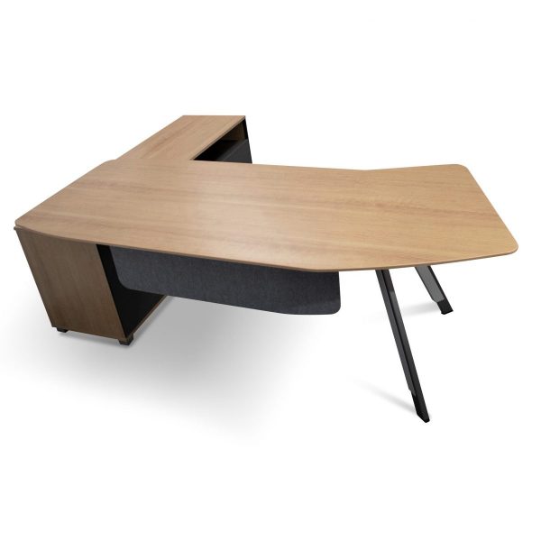 VELAVI Desk - Natural & Grey, Right Return