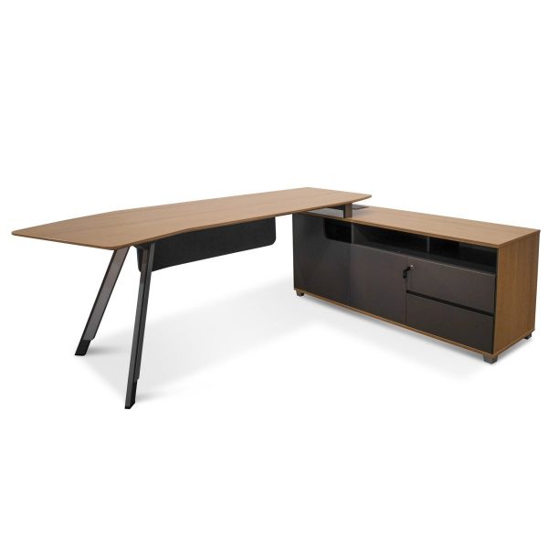 VELAVI Desk - Natural & Grey, Right Return