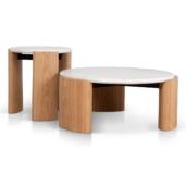 BELOVA Coffee Table - White Marble & Natural