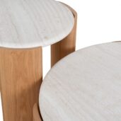 BELOVA Coffee Table - White Marble & Natural