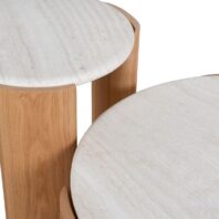 BELOVA Coffee Table - White Marble & Natural