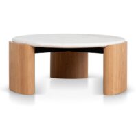 BELOVA Coffee Table - White Marble & Natural