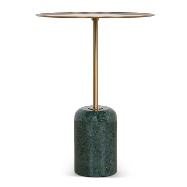 ZELALINA Side Table - Brushed Gold & Green Crystal