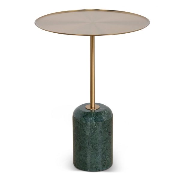 ZELALINA Side Table - Brushed Gold & Green Crystal